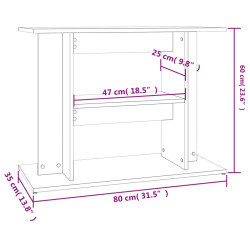 akvariebord 80x35x60 cm konstrueret træ sonoma-eg