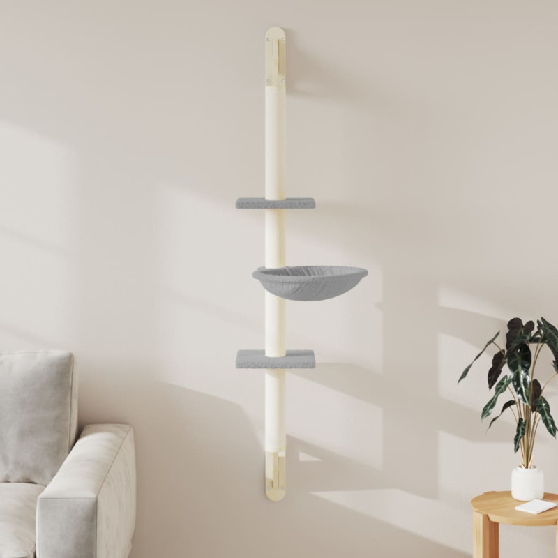 væghængt kradsetræ med kradsestolpe 142,5 cm lysegrå