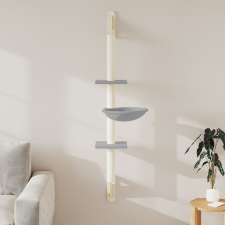 væghængt kradsetræ med kradsestolpe 142,5 cm lysegrå
