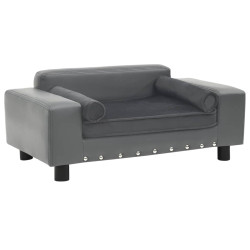hundesofa 81x43x31 cm plys og kunstlæder grå