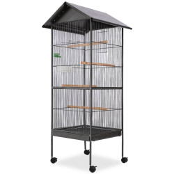 fuglebur med tag sort stål 66 x 66 x 155 cm