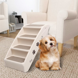 foldbar hundetrappe 62x40x49,5 cm cremefarvet