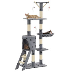 kradsetræ til katte med sisal-kradsestolper 138 cm grå poteprint