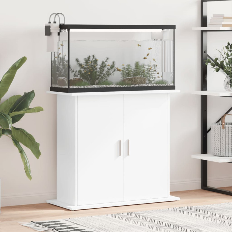 akvariebord 81x36x73 cm konstrueret træ hvid