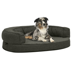 ergonomisk hundeseng 75x53 cm hør-look fleece mørkegrå