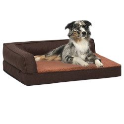 ergonomisk hundeseng 60x42 cm hør-look fleece brun