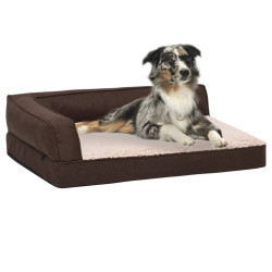 ergonomisk hundeseng 60x42 cm hør-look fleece brun